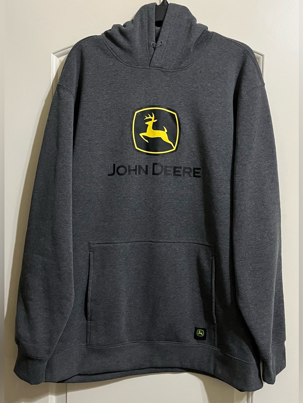 John Deere Men’s Gray Sweatshirt Hoodie With Logo Front Size XL